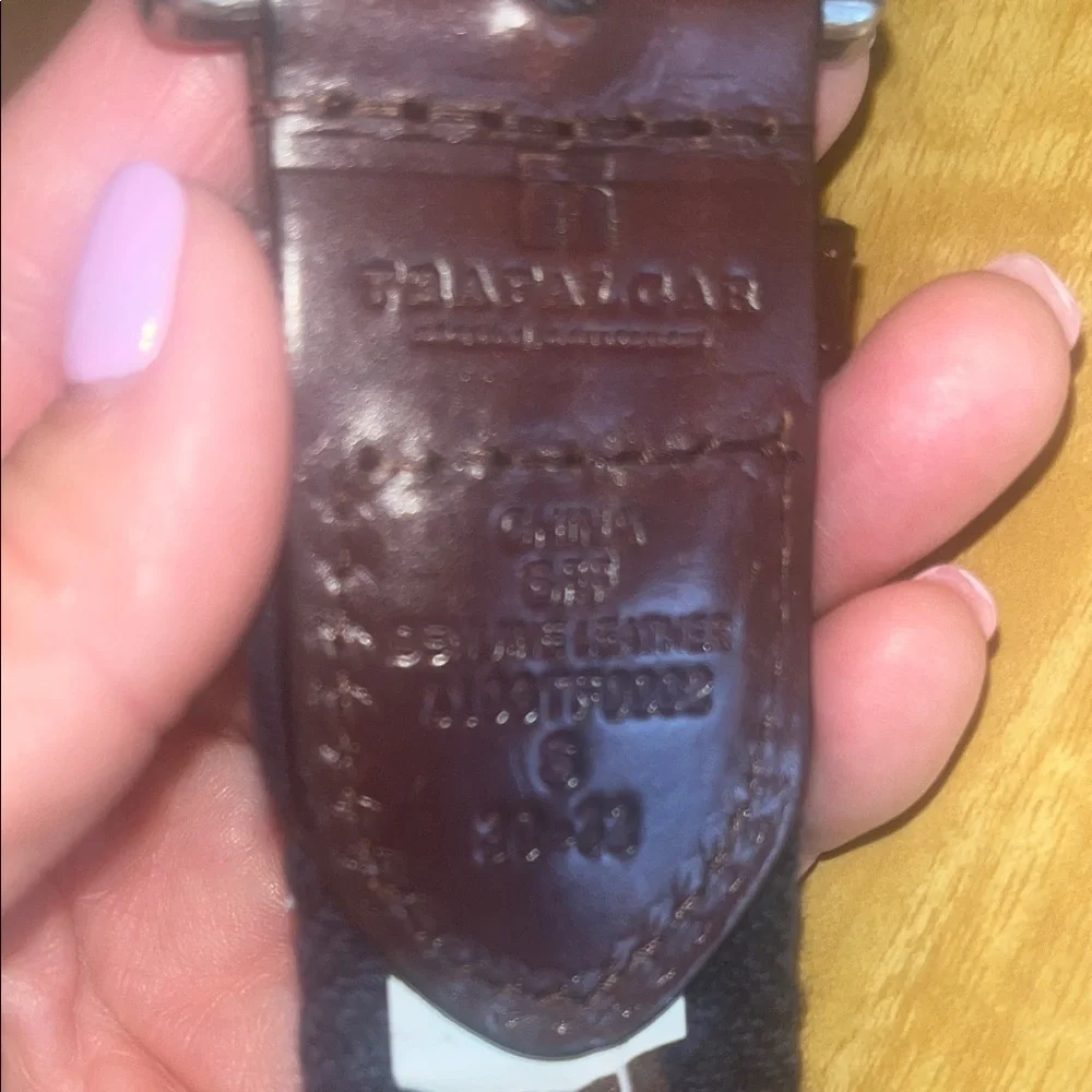 Trafalgar Dark Brown leather Deep Navy Braided Belt size 30-32